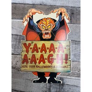 Vintage 1980 Halloween Dracula Die Cut Decoration Good Evening Vampire Hallmark